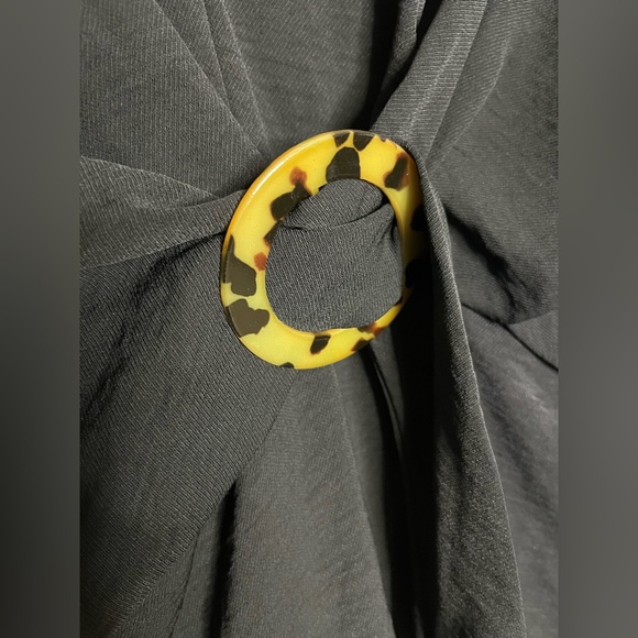 Topshop black horn ring mini long sleeve dress - Picture 8 of 14